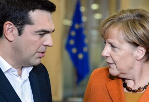 epa04995287 Greek Prime Minister Alexis Tsipras (L) and German Chancellor Angela Merkel (R) at the start of a small summit of leaders to discuss refugee flows along the Western Balkans route, at EU Commission headquarters in Brussels, Belgium, 25 October 2015. President Juncker convened the leaders of the countries concerned and most affected by the emergency situation along the Western Balkans route. The aim of the summit is to improve cooperation and step up consultation between the countries along the route and decide on pragmatic operational measures that can be implemented immediately to tackle the refugee crisis in that region.  EPA/STEPHANIE LECOCQ  EPA/STEPHANIE LECOCQ