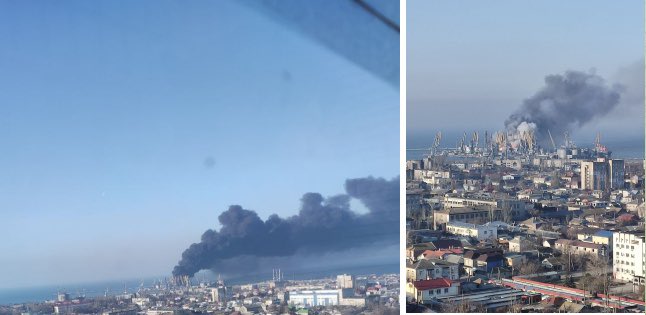 Καίγεται ρωσικό πολεμικό πλοίο στο Μπερντιάνσκ, εκρήξεις