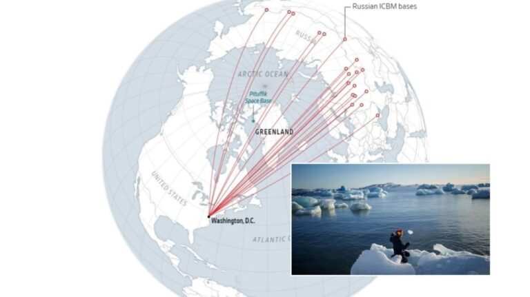 Μια αρκτική νήσος που συχνά εμφανίζεται στους χάρτες ως μακρινή και απομονωμένη βρίσκεται, στην πραγματικότητα, στην καρδιά των στρατηγικών ισορροπιών του Βόρειου Ατλαντικού. Η Γροιλανδία, ένα από τα μεγάλα ανοιχτά γεωπολιτικά ζητήματα του 2026, βρίσκεται στο διεθνές προσκήνιο μετά τις δηλώσεις του Ντόναλντ Τραμπ ότι οι ΗΠΑ πρέπει να αποκτήσουν πλήρη έλεγχο του νησιού για λόγους εθνικής ασφάλειας. O Τραμπ έχει δηλώσει ότι οι ΗΠΑ πρέπει να «κατέχουν» τη Γροιλανδία για λόγους εθνικής ασφάλειας, αναφερόμενος στο ημιαυτόνομο έδαφος της Δανίας που είναι μεγαλύτερο από την Αλάσκα. Παρότι πολλοί Αμερικανοί και Ευρωπαίοι υποστηρίζουν ότι οι ΗΠΑ δεν χρειάζεται να αποκτήσουν το αρκτικό νησί για να ενισχύσουν τις βόρειες άμυνές τους, υπάρχει ευρεία συμφωνία ότι η Γροιλανδία διαδραματίζει καθοριστικό ρόλο στη ναυτική και αντιπυραυλική άμυνα της Βόρειας Αμερικής και ολόκληρου του Βόρειου Ατλαντικού. Στους περισσότερους χάρτες, αναφέρει η Wall Street Journal στο σχετικό δημοσίευμά της, η Γροιλανδία εμφανίζεται απομακρυσμένη και τεράστια, κάτι που οφείλεται εν μέρει στον τρόπο με τον οποίο προβάλλεται η σφαιρική Γη σε επίπεδες επιφάνειες. Όταν όμως απεικονίζεται με ακριβείς αναλογίες, η Γροιλανδία «μικραίνει» κάπως και φαίνεται καθαρά ότι βρίσκεται κοντά στη Βόρεια Αμερική – και στο κέντρο της επικράτειας του ΝΑΤΟ. Ακόμη κι έτσι, παραμένει πολύ μεγάλη: είναι μεγαλύτερη από την Καλιφόρνια και το Μεξικό και σχεδόν τέσσερις φορές μεγαλύτερη από το Τέξας. Ταυτόχρονα, βρίσκεται σε εξαιρετικά στρατηγική θέση: ανάμεσα στα βορειοαμερικανικά και τα ευρωπαϊκά τμήματα του ΝΑΤΟ, ανάμεσα στο ΝΑΤΟ και τη Ρωσία, και στο ανατολικό άκρο της Αρκτικής. Αυτός είναι και ο λόγος που οι ΗΠΑ έχουν επιχειρήσει επανειλημμένα να αγοράσουν το νησί για περισσότερο από έναν αιώνα, σημειώνει η WSJ. Η Γροιλανδία βρίσκεται στο σημείο όπου ο Ατλαντικός Ωκεανός συναντά τον Αρκτικό Ωκεανό. Ρωσικά πλοία και υποβρύχια που κατευθύνονται προς νότο από βάσεις γύρω από την Αρκτική διέρχονται από τα ύδατα μεταξύ Γροιλανδίας, Ισλανδίας, Βρετανίας και Νορβηγίας. Όλες αυτές οι περιοχές ανήκουν στο ΝΑΤΟ και αποτελούν ζωτικά αμυντικά σημεία για τη συμμαχία. Από τη ρωσική εισβολή στην Ουκρανία το 2022, το ΝΑΤΟ έχει αυξήσει τις αεροπορικές και ναυτικές περιπολίες σε αυτά τα ύδατα, τα οποία είναι γνωστά ως GIUK Gap και Bear Gap. Η Γροιλανδία είναι επίσης κομβική για την αεράμυνα του ΝΑΤΟ. Κατά μήκος της συντομότερης αεροπορικής διαδρομής μεταξύ Μόσχας και Ουάσινγκτον -μιας καμπύλης γνωστής ως «μέγιστης κύκλιας απόστασης»- η Γροιλανδία βρίσκεται στο μέσο της διαδρομής. Αποτελεί την πρώτη γραμμή του ΝΑΤΟ σε μεγάλο μέρος της Αρκτικής. Αν η Ρωσία ή η Κίνα εκτόξευαν διηπειρωτικούς βαλλιστικούς πυραύλους προς τις ΗΠΑ, πολλοί από αυτούς πιθανότατα θα περνούσαν πάνω από τη Γροιλανδία. Γι’ αυτό οι ΗΠΑ διαθέτουν στο νησί βάση της Space Force, η οποία σαρώνει τον ουρανό για πιθανές επιθέσεις. Οι ΗΠΑ και το ΝΑΤΟ εξετάζουν επίσης το ενδεχόμενο να προσθέσουν περισσότερα συστήματα ανίχνευσης πυραύλων στη Γροιλανδία και σε κοντινές περιοχές. Κατά τη διάρκεια του Ψυχρού Πολέμου, οι ΗΠΑ και οι σύμμαχοί τους διέθεταν βάσεις σε ολόκληρη τη Γροιλανδία. Οι δυνάμεις που σταθμεύαν εκεί παρακολουθούσαν σοβιετικά πλοία και υποβρύχια και ήταν έτοιμες να υπερασπιστούν το νησί από εισβολή ή επίθεση. Σήμερα, οι ΗΠΑ διατηρούν περίπου 150 στρατιώτες στο νησί, αριθμός σημαντικά μειωμένος σε σχέση με την κορύφωση των περίπου 15.000 κατά την περίοδο του Ψυχρού Πολέμου.